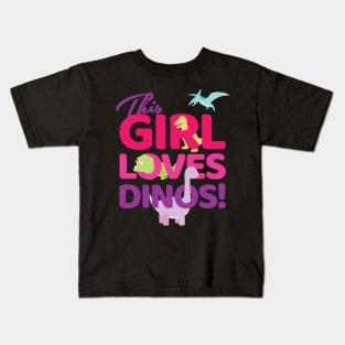 'This Girl Loves Dinos' Cool Dinosaurs T Rex Kids T-Shirt